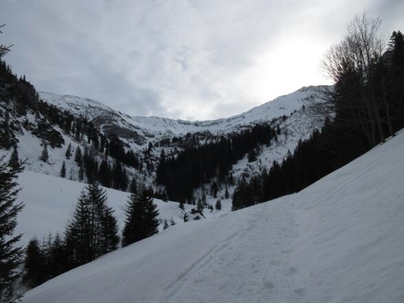 Später geht es auf dem Sommerweg weiter zum Talende, wo sich meist Spuren finden.