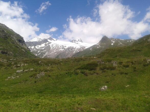 Erster Blick zum Großvenediger von der Johannishütte