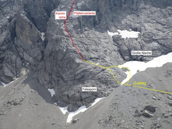 Einstieg am Felssporn.