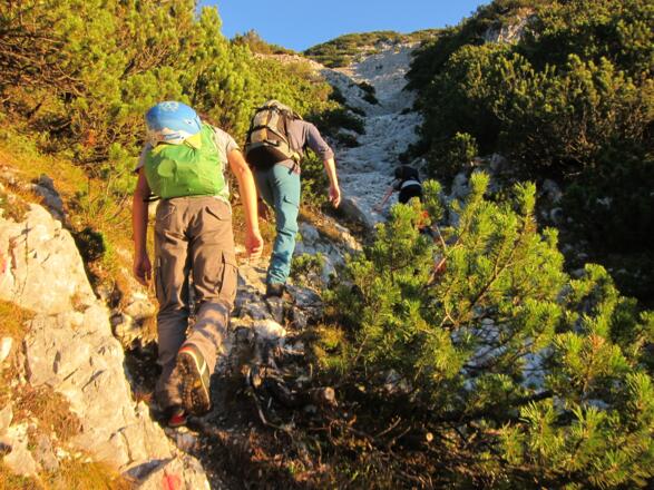 Der Weg zum Hüttenspitz fällt im oberen Teil in die Kategorie "schwerer Bergweg" (schwarz).