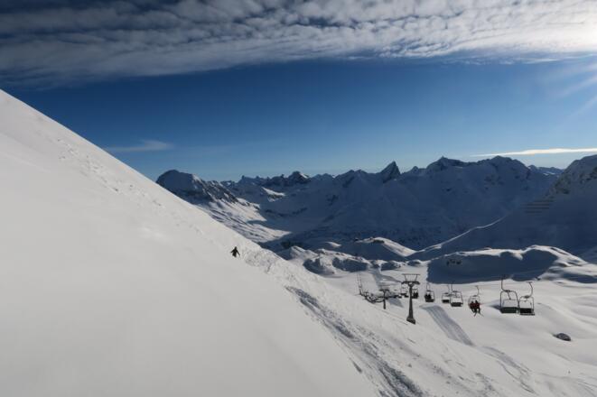 Auf der langen Traverse zum Einstieg