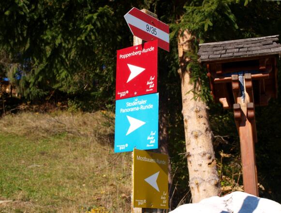 Wegtafel 730m beim Abstieg