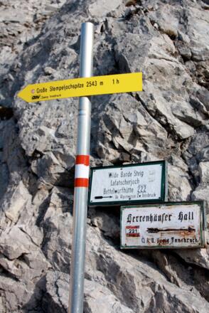 Wegweiser zur kl. Stempeljochspitze
