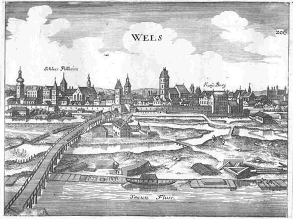 Wels - Stich von Georg Matthäus Vischer, um 1674