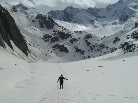 Sobald man das Windtal erreicht kann man auch schon die gesamte Tour mit Gipfel sehen