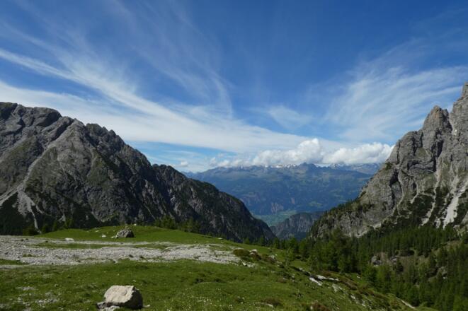 Im Aufstieg auf den Zochenpass: Blick ins Tal des Galitzenbaches