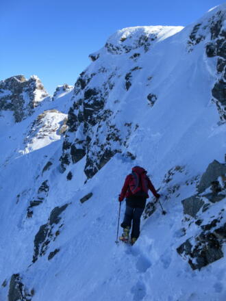 exponierte Querung zum Skidepot