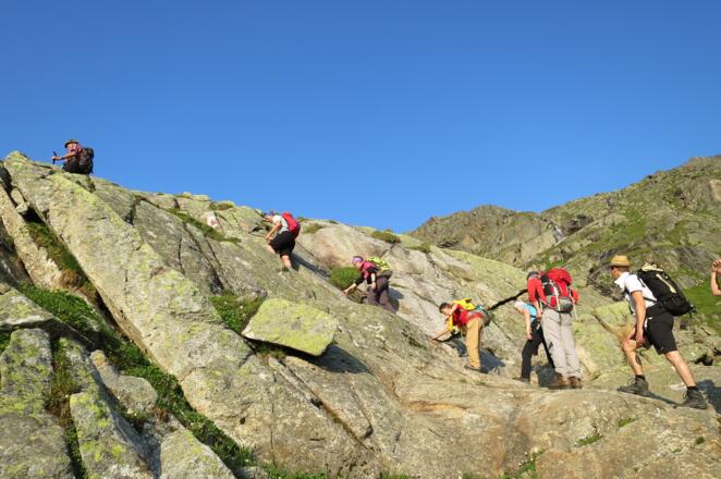 Die erste kurze Kletterstelle.