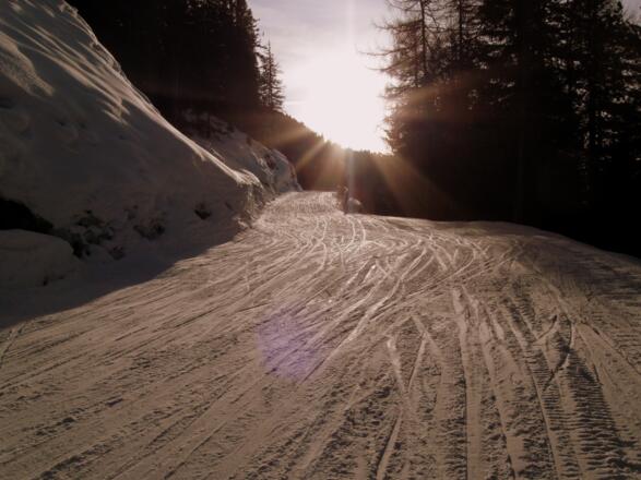 Abendliche Abfahrt.