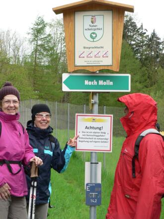Gefahrenhinweis zu Beginn des Flötzersteigs