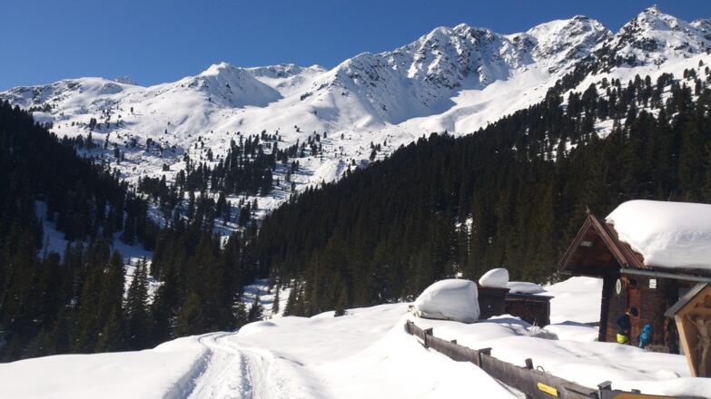 Die Alminalm, die Abfahrt erfolgte aus dem Wald links im Bild.