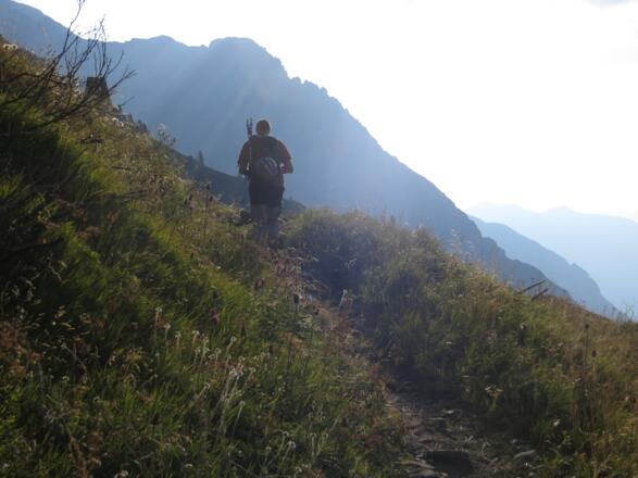 Über bequemen Steig bis zur Querung des Pflerscher Höhenweges