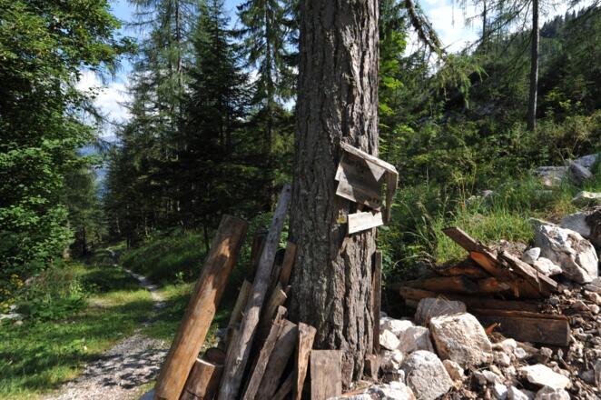 Wir erreichen eine Hütte an der Ostseite des Plassens, hier geht der Weg dann weiter