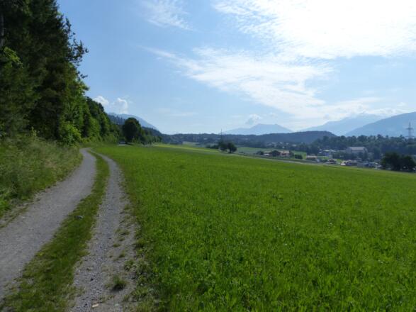 ... überqueren diese und folgen dem Traktorweg nach Absam.
