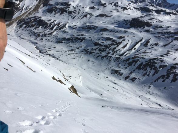 In der unteren Rinne kurz vor dem Plateau