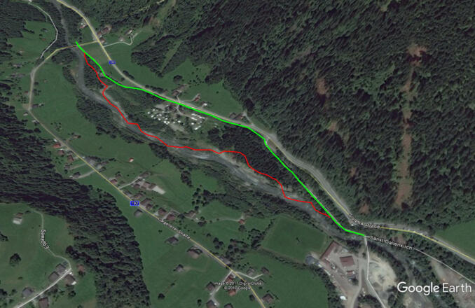 St. Gallenkirch-Galgenul - Rot eingezeichnete Strecke nur am Renntag befahrbar!