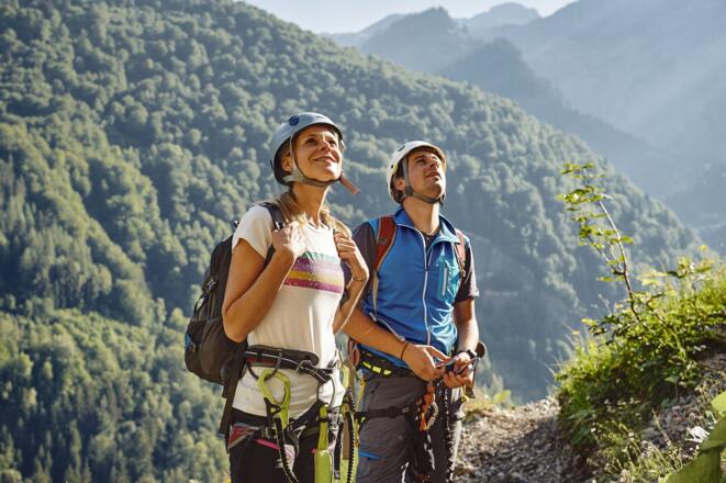 Beim Einstieg des Klostertaler Klettersteiges am Fallbach