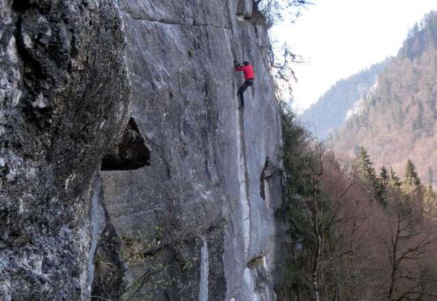 Kletterer im Abendrot-Klettersteig