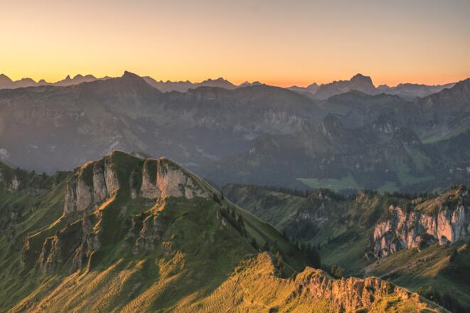Blick von der Winterstaude Richtung Hohe Kirche, Hoher Ifen und Widderstein