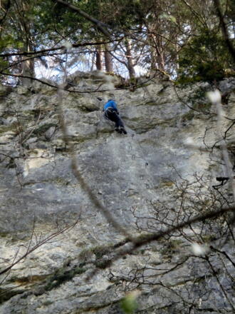 Kletterer kurz vor dem Ausstieg am Abendrot-Klettersteig