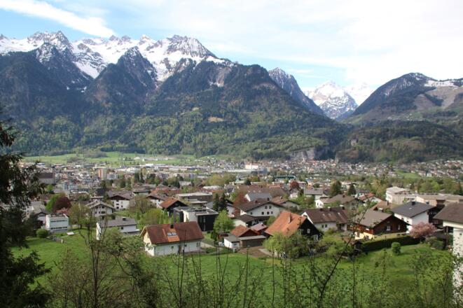 Ausblick auf Bludenz kurz nach dem Einstieg