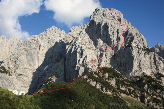Wandbild Totenkirchl im Wilden Kaiser mit Normalweg
