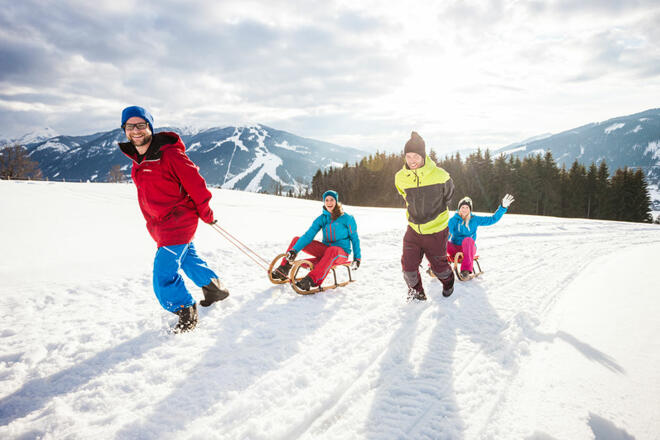 Schlittenfahren beim Winterbauer