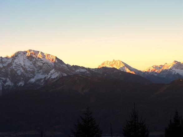Sonnenaufgang am Hohen Göll, Watzmann und Hochkalter