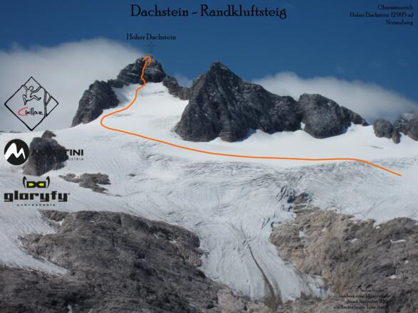Topo Hoher Dachstein Normalweg - Route in Foto