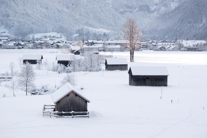 Verschneite Landschaft in Bezau
