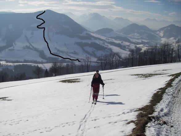 Hiebberg Aufstieg eingezeichnet