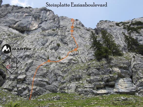 Enzianboulevard Steinplatte Topo (Routenverlauf)