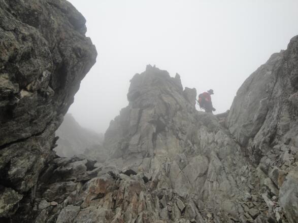 Die brüchige Kletterstelle