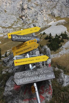 Wegweiser zur Nesselwängler Scharte