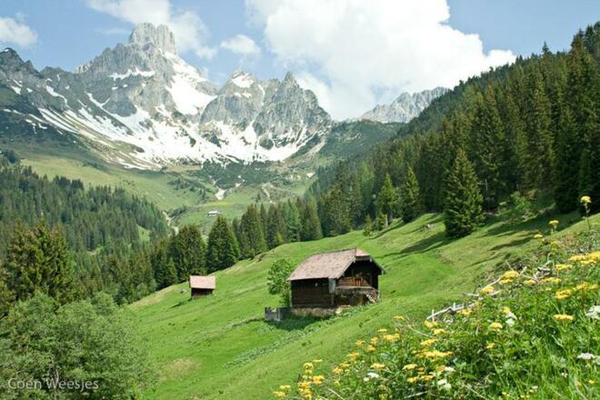 Blick auf die Bischofsmütze und Aualm