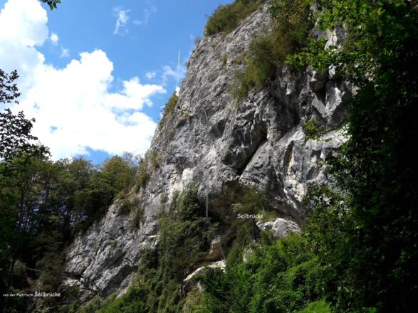 Seilbrücke und  Leitern vom Abstiegsweg