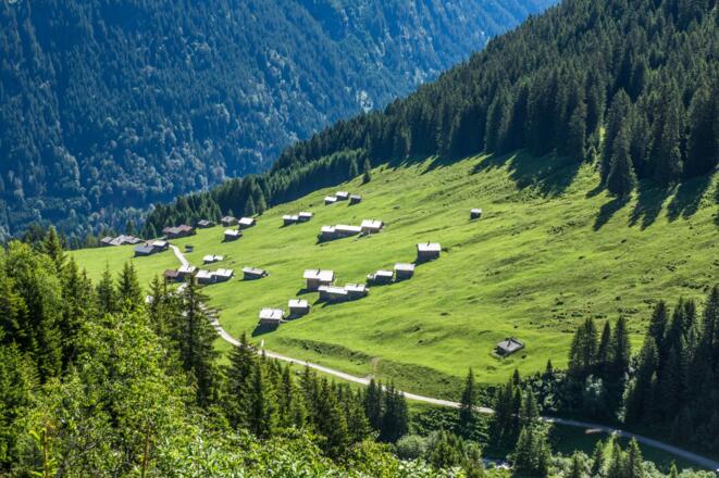 Blick zum Maisäß Ganeu