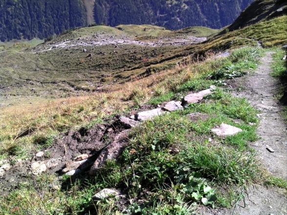 Abzweigung oben 'alter/neuer Weg'
