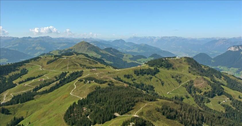 Söll_Flugaufnahme von der Tanzbodenalm_Wilder Kaiser
