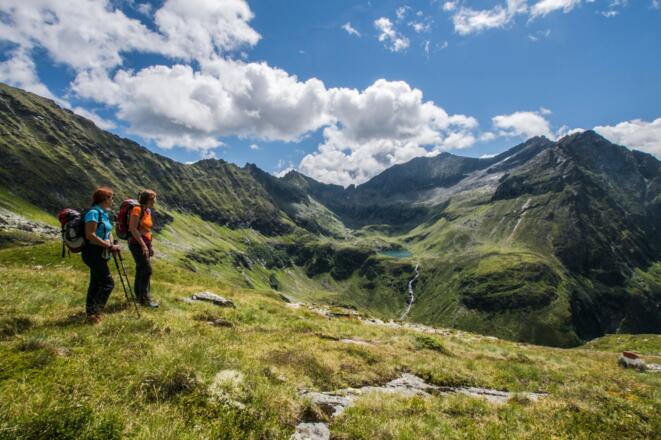 Blick vom Trattenkar zu den Sonntagskarseen und zum Waldhorn