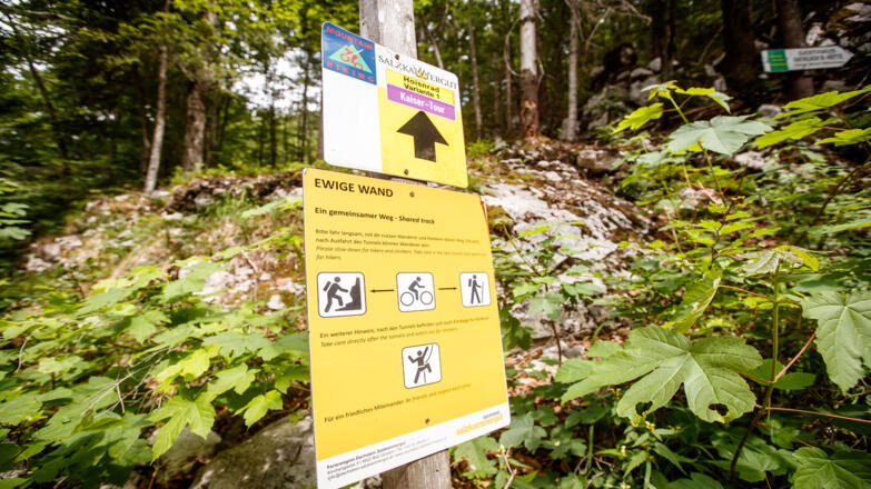 Shared Track Hinweisschild bei der Ewigen Wand