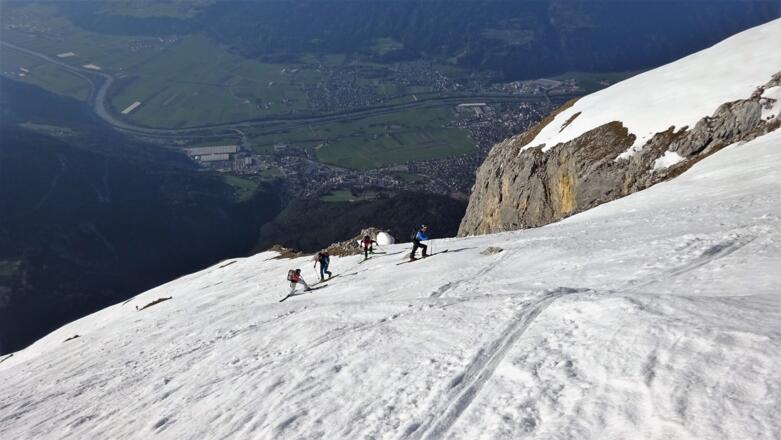 Eine Gruppe in diesem letzten steilen Abschnitt.