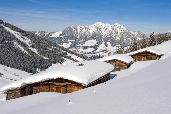 Winterlandschaft Stettauer Alm im Greiter Graben Alpbach