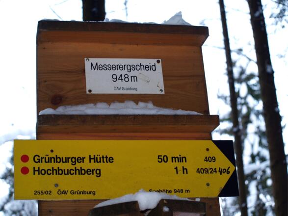 Abzweigtafel Messer Gscheid 948m