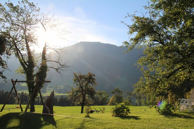 Ausblick vom Haus zur Hochries