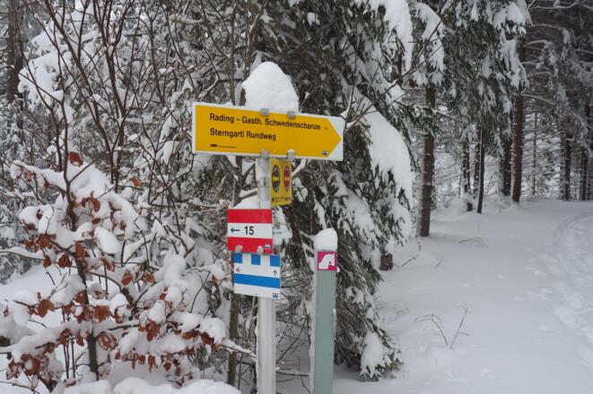 Wegtafel ~950m Nordwaldkammweg, scharf rechts ab