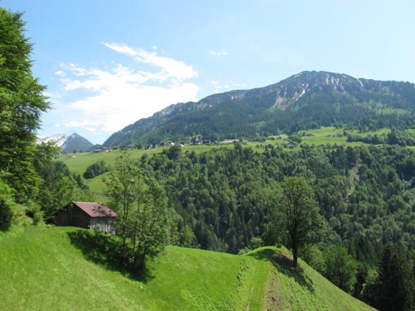 Am Weg nach St. Gerold mit Blick auf den Hohen Frassen und Raggal