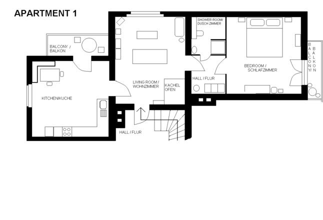 Ferienwohnung 1, Raumgestaltung