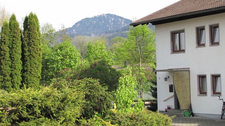 Blick von der Terasse auf den Berg "Hochfelln 1700m"