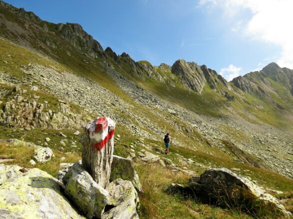 Trailpassage zwischen der Goldgubenscharte und den Löcherwänden